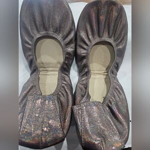 The Storehouse Flats foldable leather bronze rainbow iridescent